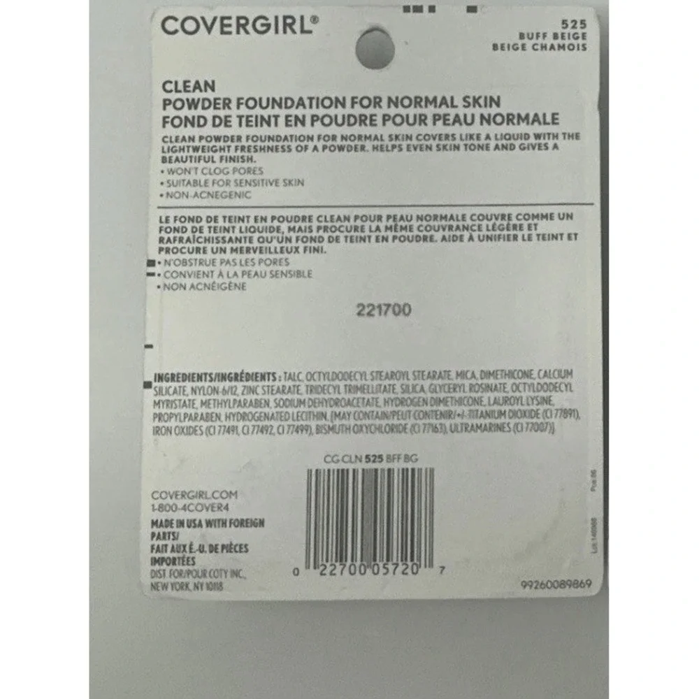 New Covergirl Clean Powder Foundation For Normal Skin 525 Buff Beige